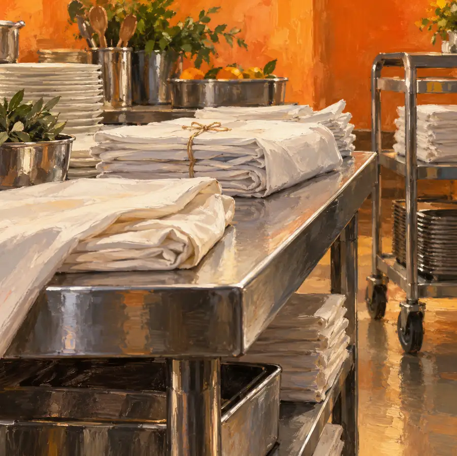 Illustration of catering businesses equipment and workspace
